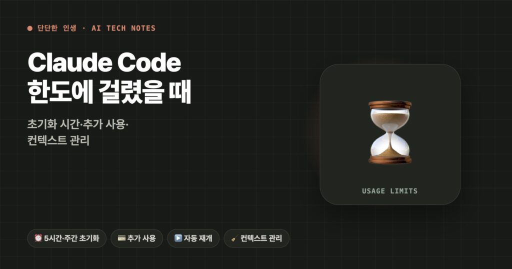 Claude Code 한도에 걸렸을 때: 초기화 시간·추가 사용·컨텍스트 관리