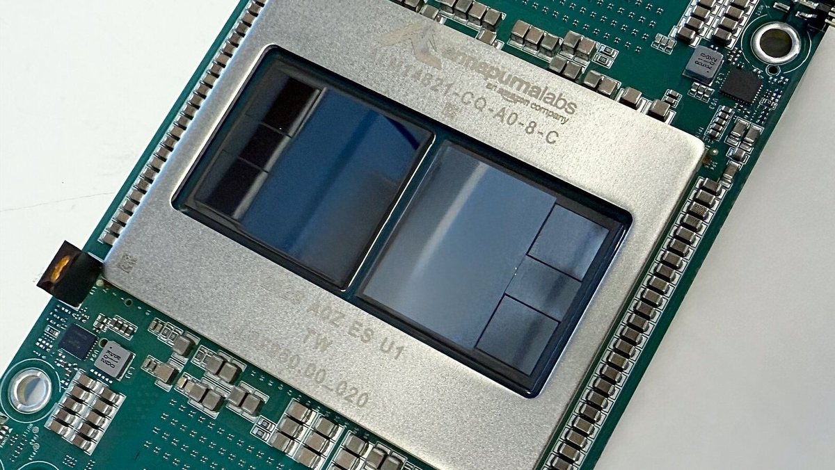 Close-up of an AWS Trainium3 chip