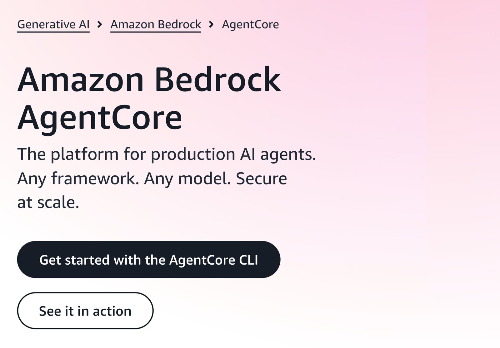 AWS Amazon Bedrock AgentCore product page hero