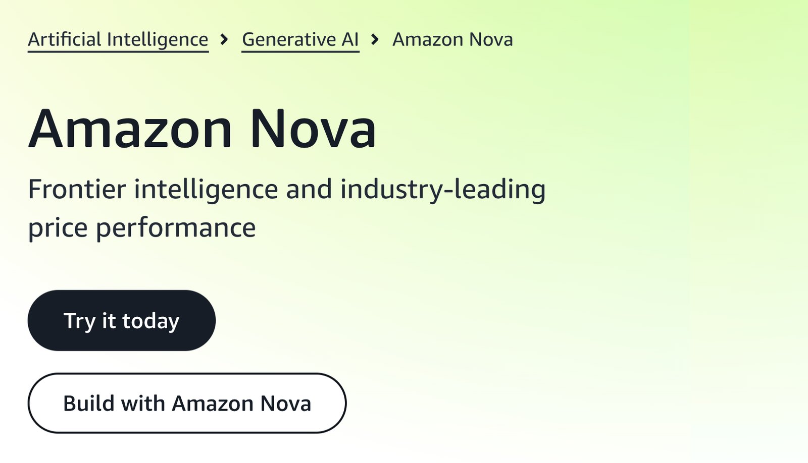 AWS Amazon Nova product page hero